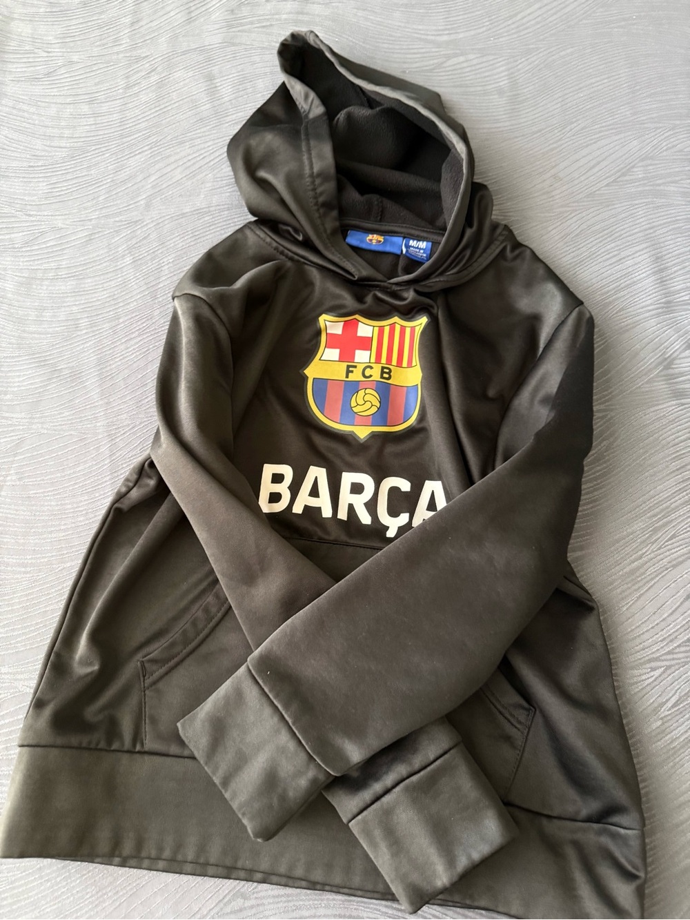FC Barcelona Kids' Hooded Pullover Jacket - Black